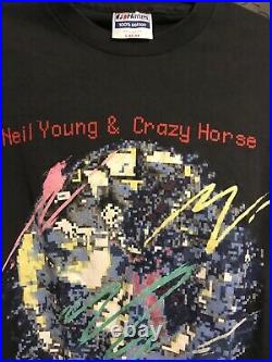 Vintage Neil Young T Shirt 1987 Crazy Horse Life 80s Tour Tee Large Very RARE NM