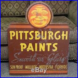 Vintage Original Pittsburgh Paints Large flange sign Very Rare old sign