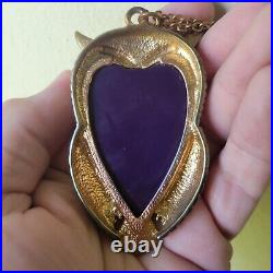 Vintage Purple Bakelite OWL Necklace Large Pendant VERY RARE GORGEOUS