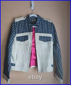 Vintage Roca Wear White Leather jacket. Woman's Large Boutique VERY RARE Unique