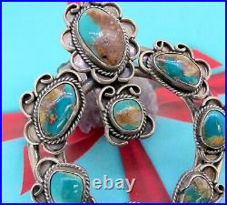 Vintage Sterling Silver Very RARE Turquoise Navajo Large Pendant