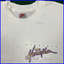 Vintage VERY RARE Nike 1994 HONOLULU MARATHON Grey Box Tag White T-shirt