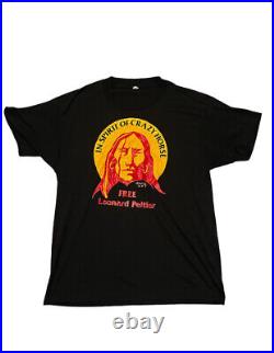 Vintage VeryRare 80s Free Leonard Peltier Native American Movement 1989 XL Shirt