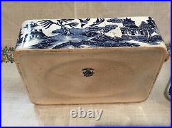 Vintage Very Large Moriyama Blue Willow Refrigerator Box Covered Dish Rare