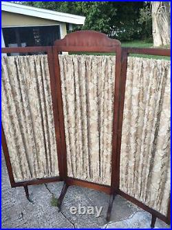 Vintage Victorian Early 1900's Wood Drapery Large Room Divider Screen Very Rare
