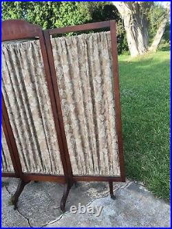 Vintage Victorian Early 1900's Wood Drapery Large Room Divider Screen Very Rare