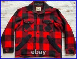 Vintage Woolrich Buffalo Plaid Lined Jacket Very Rare Mens Size Large Red Euc