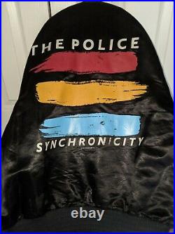 Vintage very rare Find The Police Synchronicity Black Satin Jacket LARGE EUC