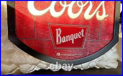 Vtg. Large Coors Banquet Beer Lighted Sign Very Rare And Works