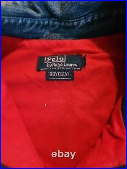 Vtg Polo Ralph Lauren Western Denim insulated Work Jacket Sz L Very Rare Coat