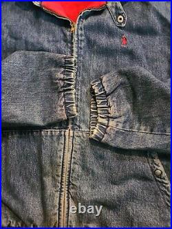 Vtg Polo Ralph Lauren Western Denim insulated Work Jacket Sz L Very Rare Coat