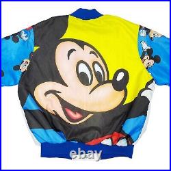Vtg Very Rare Disney Mickey Mouse Chalk Line Fanimation Satin Jacket. Mens Large
