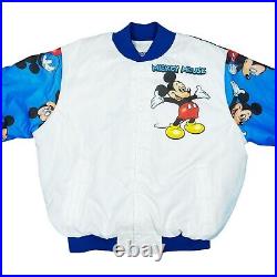 Vtg Very Rare Disney Mickey Mouse Chalk Line Fanimation Satin Jacket. Mens Large