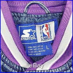 Vtg Very Rare NBA Sacramento Kings Denim Starter Jacket. Mens Large