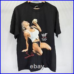WWF 1998 Sable Aop Wrestling Shirt Black Very Rare Cotton Clean Mens Size Large