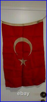 WWI Ottoman Empire Turkey Flag 1900s Rare Very Large Battle Flag Turkish