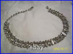 Weiss Vintage Necklace Rare Large Clear Marquise Rhinestones
