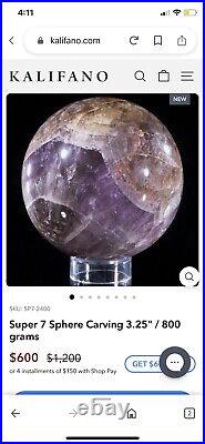 XL Super 7 Chevron Amethyst RARE Very Large Crystal Sphere with Stand