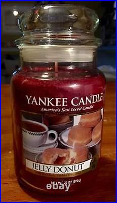 Yankee Candle Jelly Donut 22oz Jar Very Rare- Hard to Find- White Bottom Label